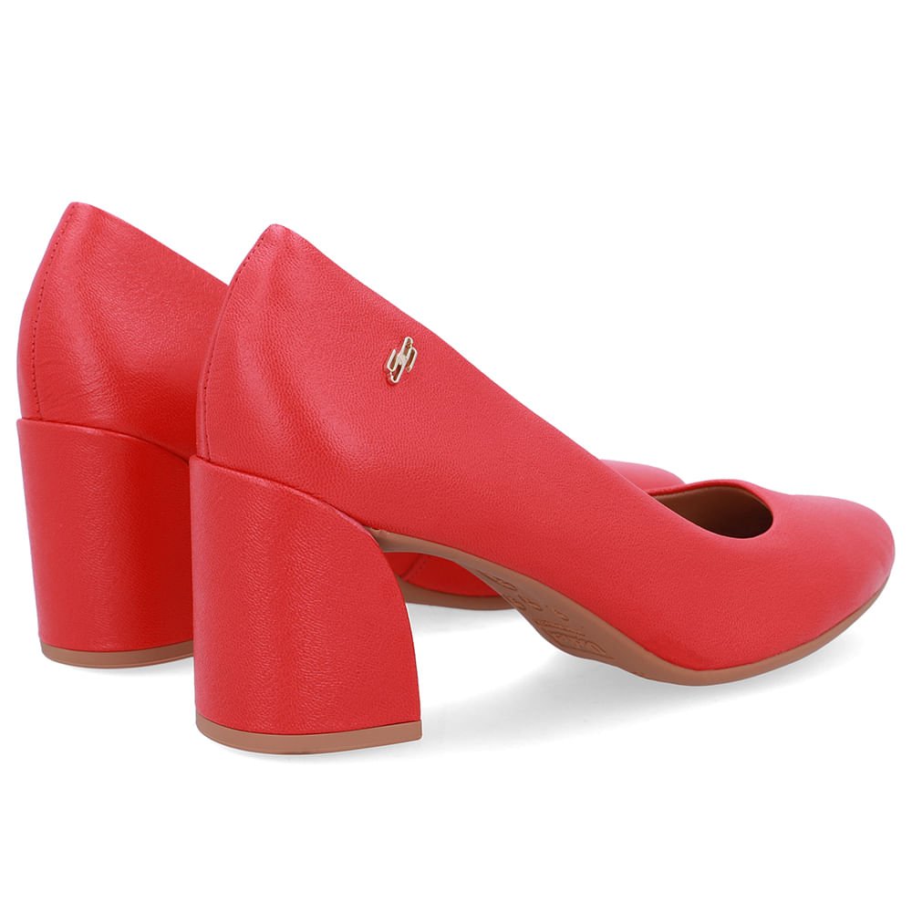 Scarpin Vermelho Couro Salto Geométrico Vermelho 3