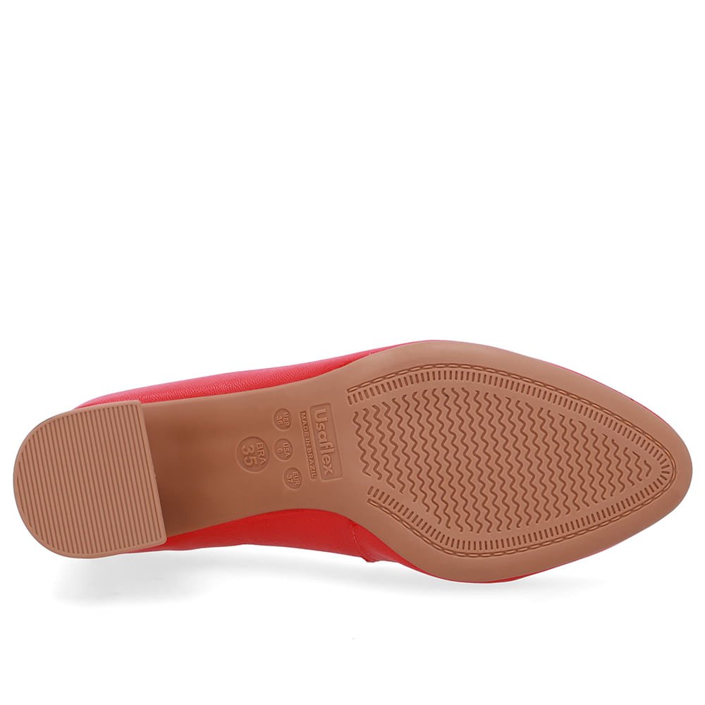 Scarpin Vermelho Couro Salto Geométrico Vermelho 5