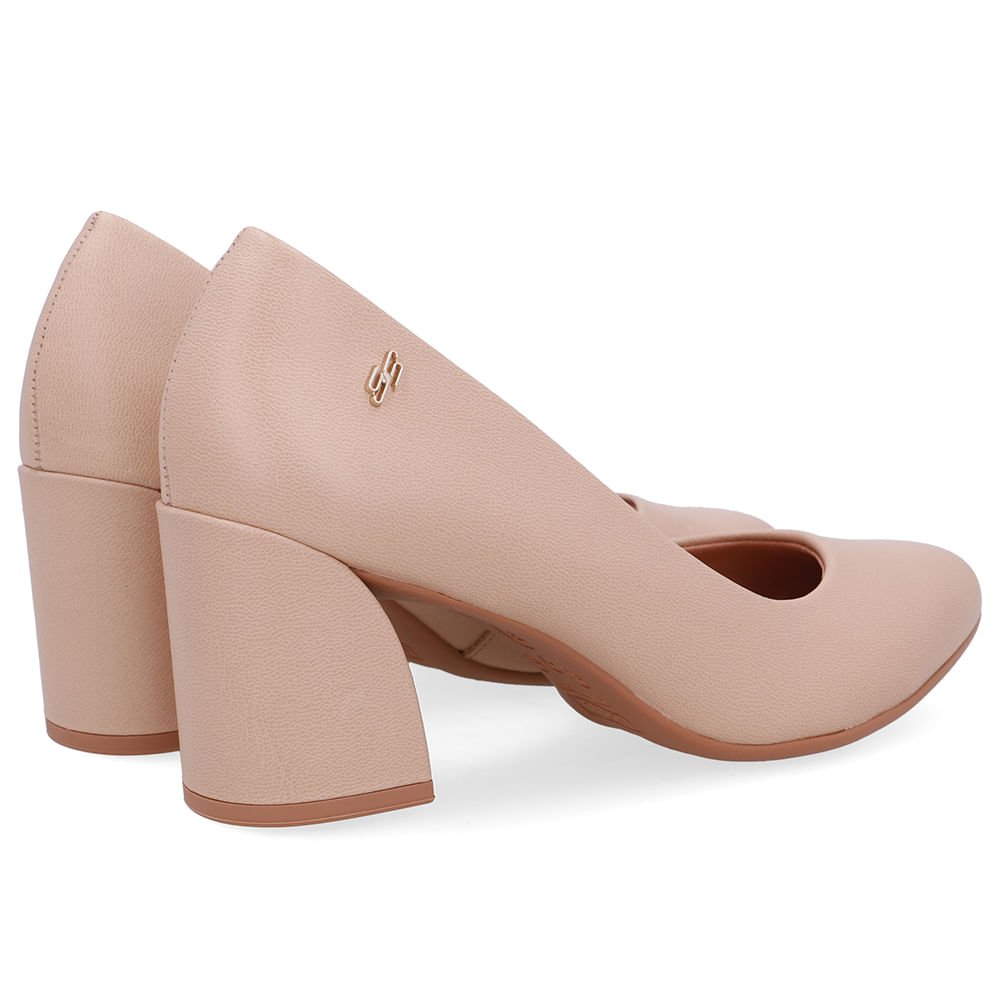 Scarpin Bege Couro Salto Geométrico Bege 3