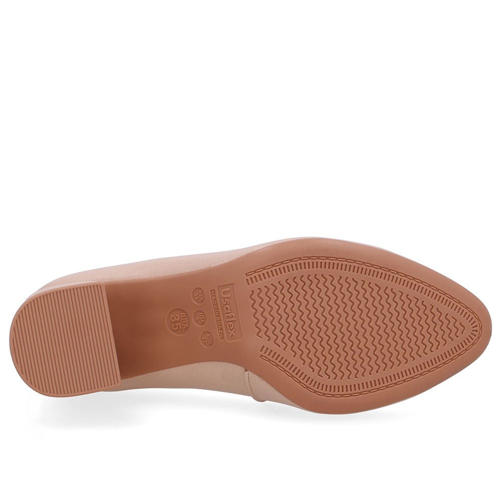 Scarpin Bege Couro Salto Geométrico Bege 5