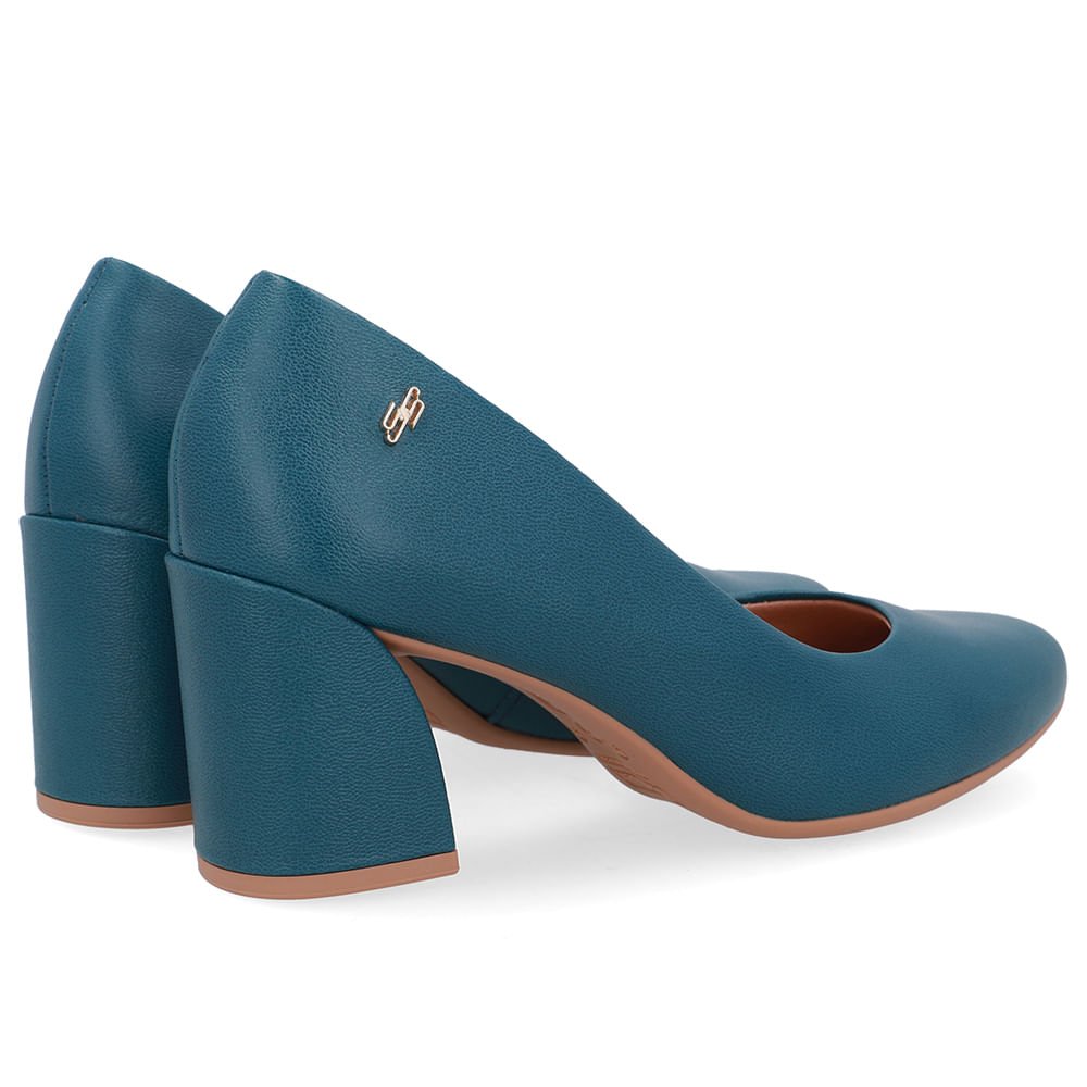 Scarpin Azul Couro Salto Geométrico Azul 3