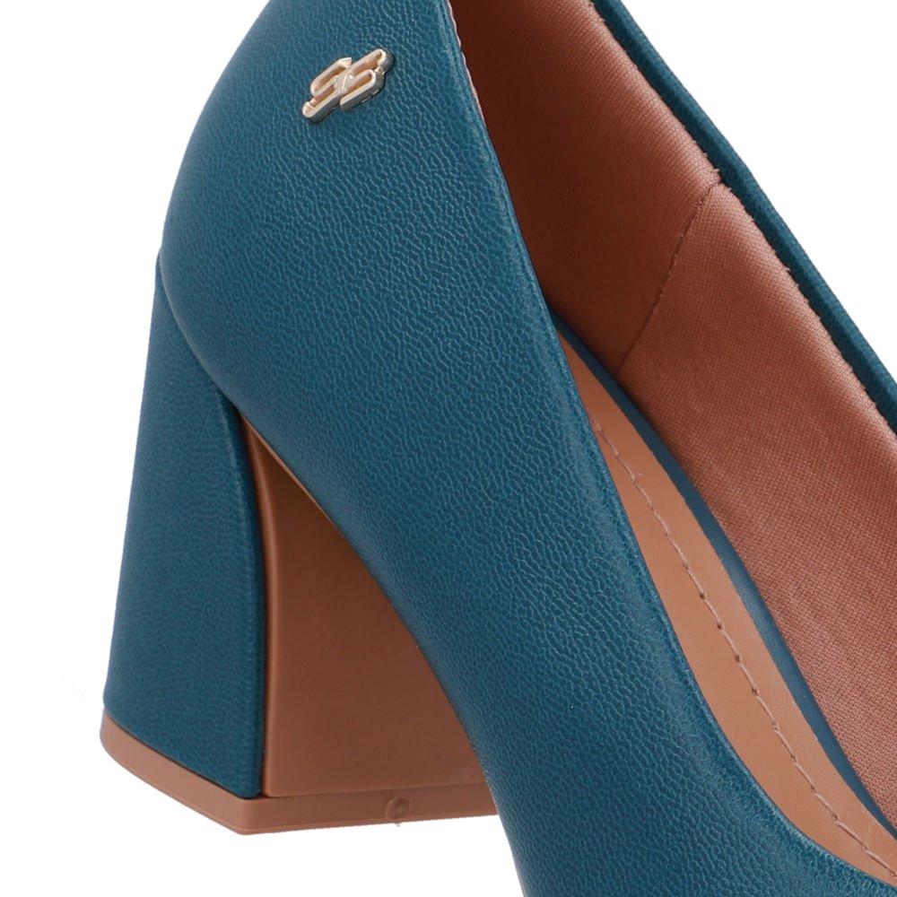 Scarpin Azul Couro Salto Geométrico Azul 4