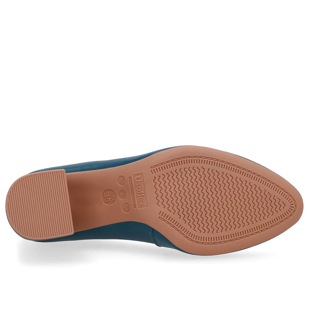 Scarpin Azul Couro Salto Geométrico Azul 5