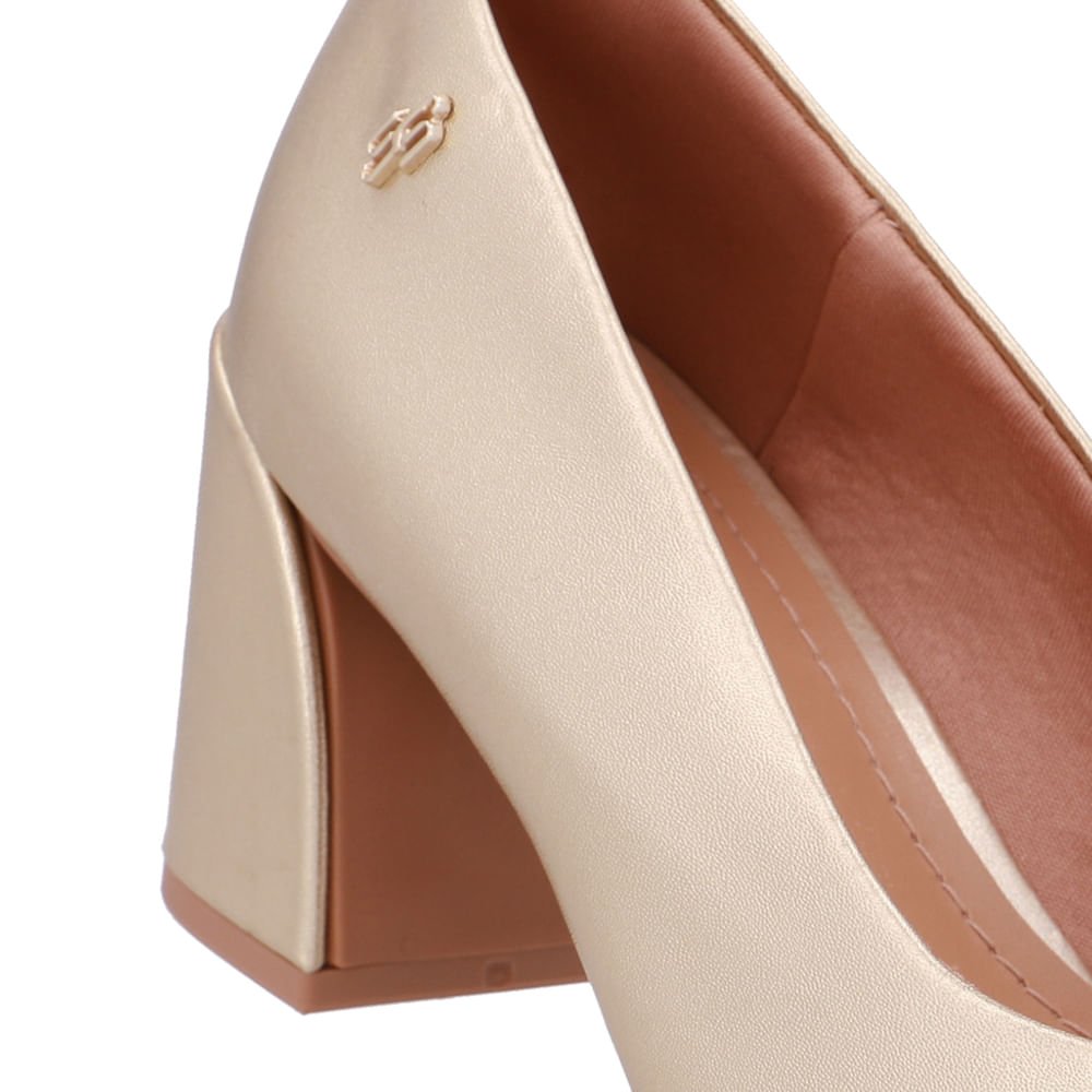Scarpin Dourado Couro Salto Geométrico Dourado 4