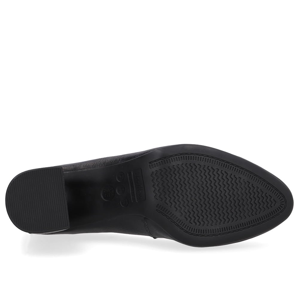 Scarpin Preto Couro Salto Geométrico Enfeite Preto 5