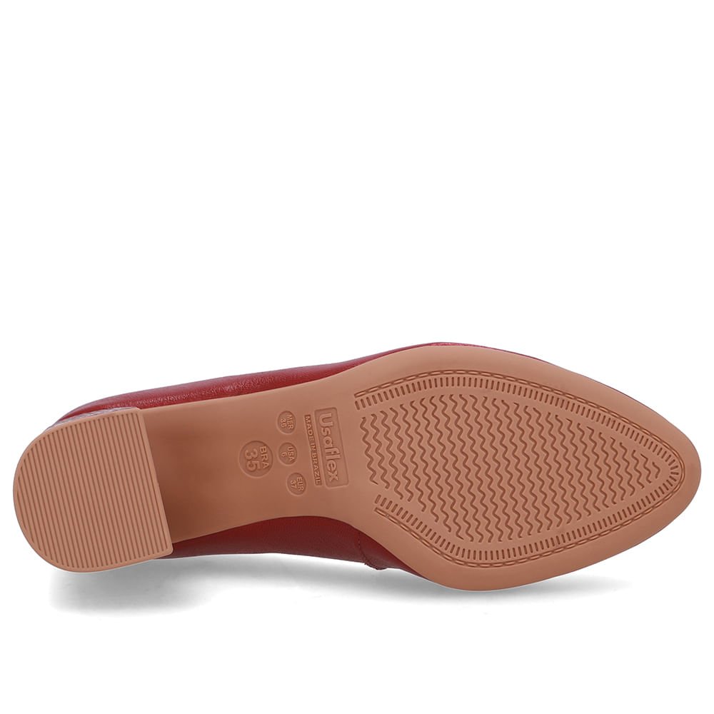 Scarpin Vermelho Couro Salto Geométrico Enfeite Vermelho 5