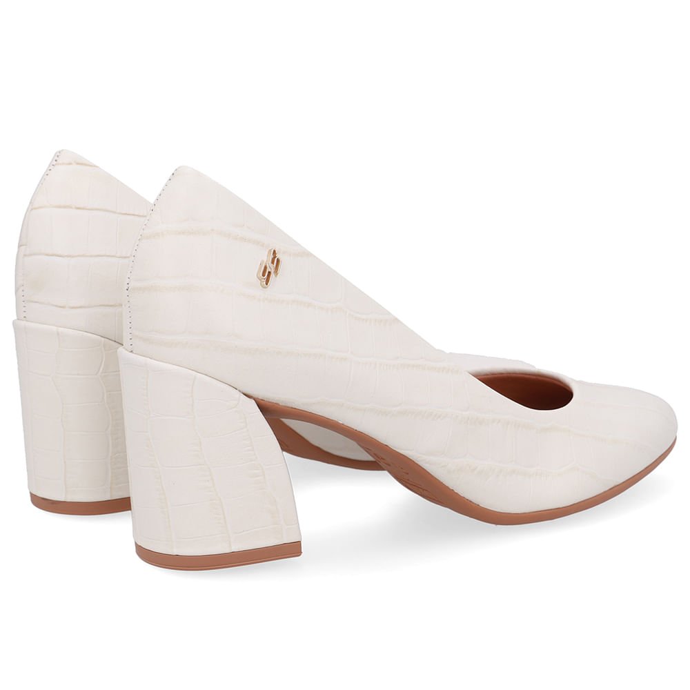 Scarpin Branco Marfim Couro Recorte Lateral Marfim 3