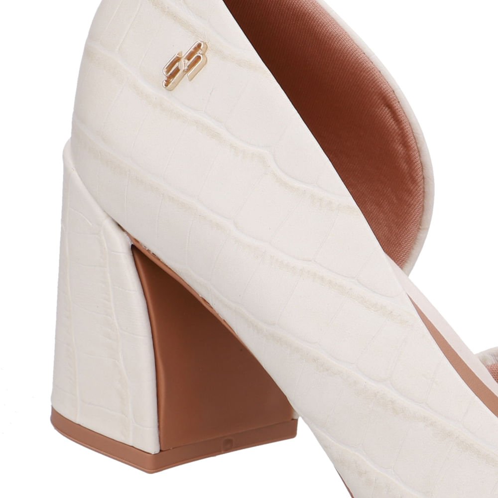 Scarpin Branco Marfim Couro Recorte Lateral Marfim 4