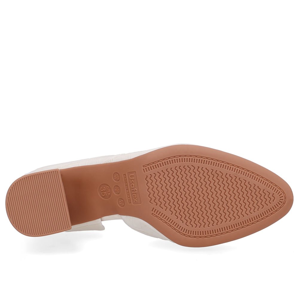 Scarpin Branco Marfim Couro Recorte Lateral Marfim 5