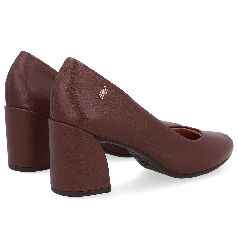 Scarpin Marrom Pinhão Couro Recorte Lateral Pinhão 3