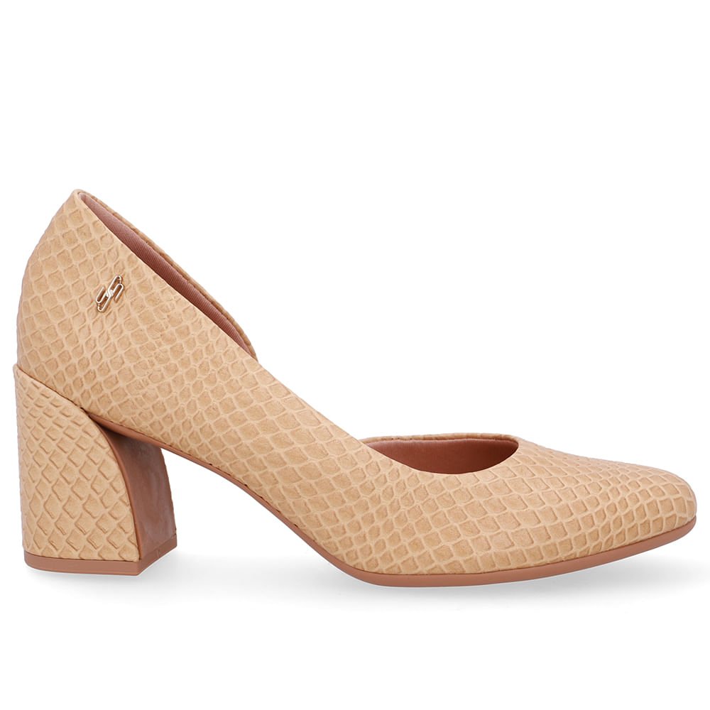 Scarpin Bege Creme Couro Recorte Lateral