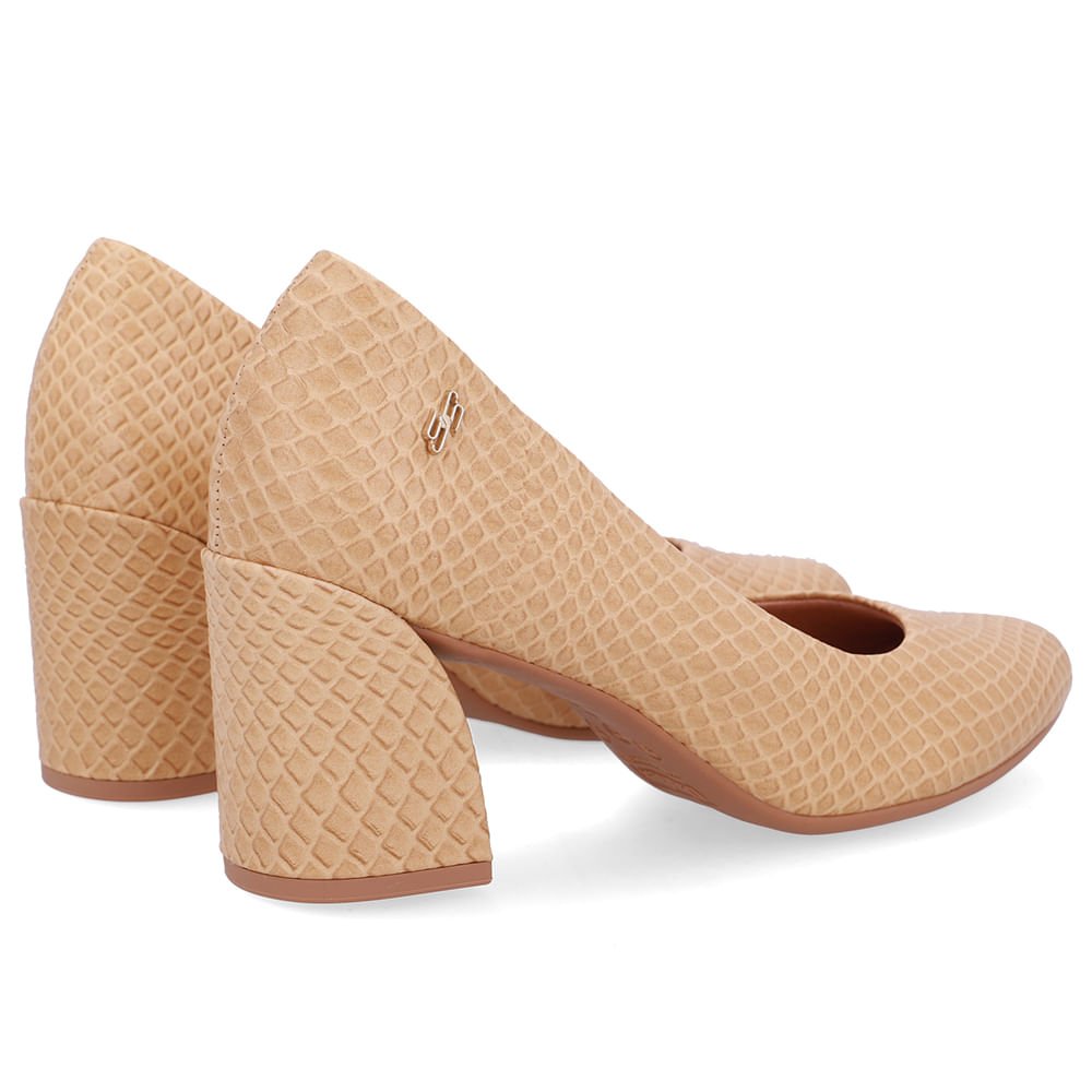 Scarpin Bege Creme Couro Recorte Lateral Creme 3