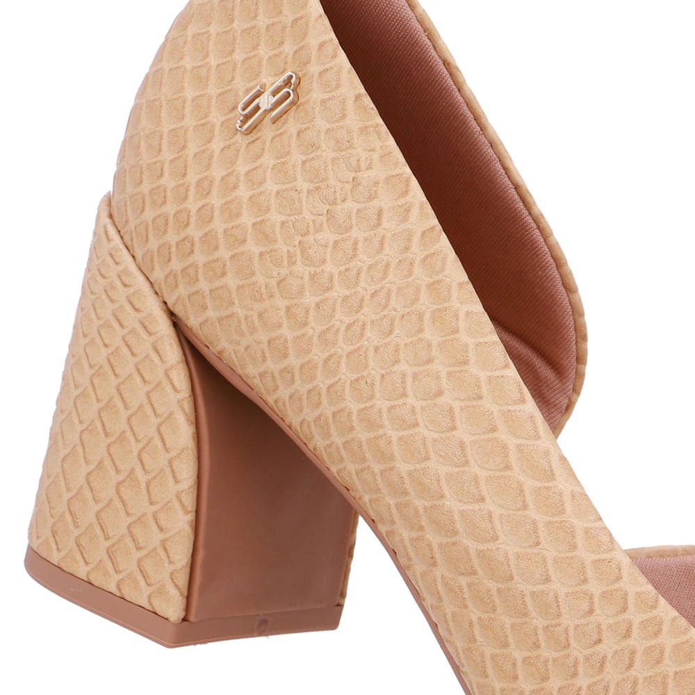 Scarpin Bege Creme Couro Recorte Lateral Creme 4