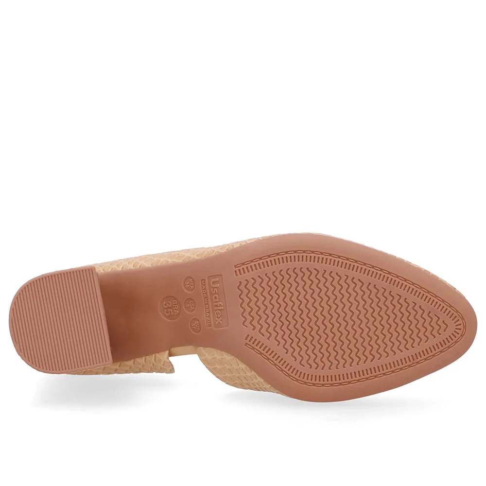 Scarpin Bege Creme Couro Recorte Lateral Creme 5