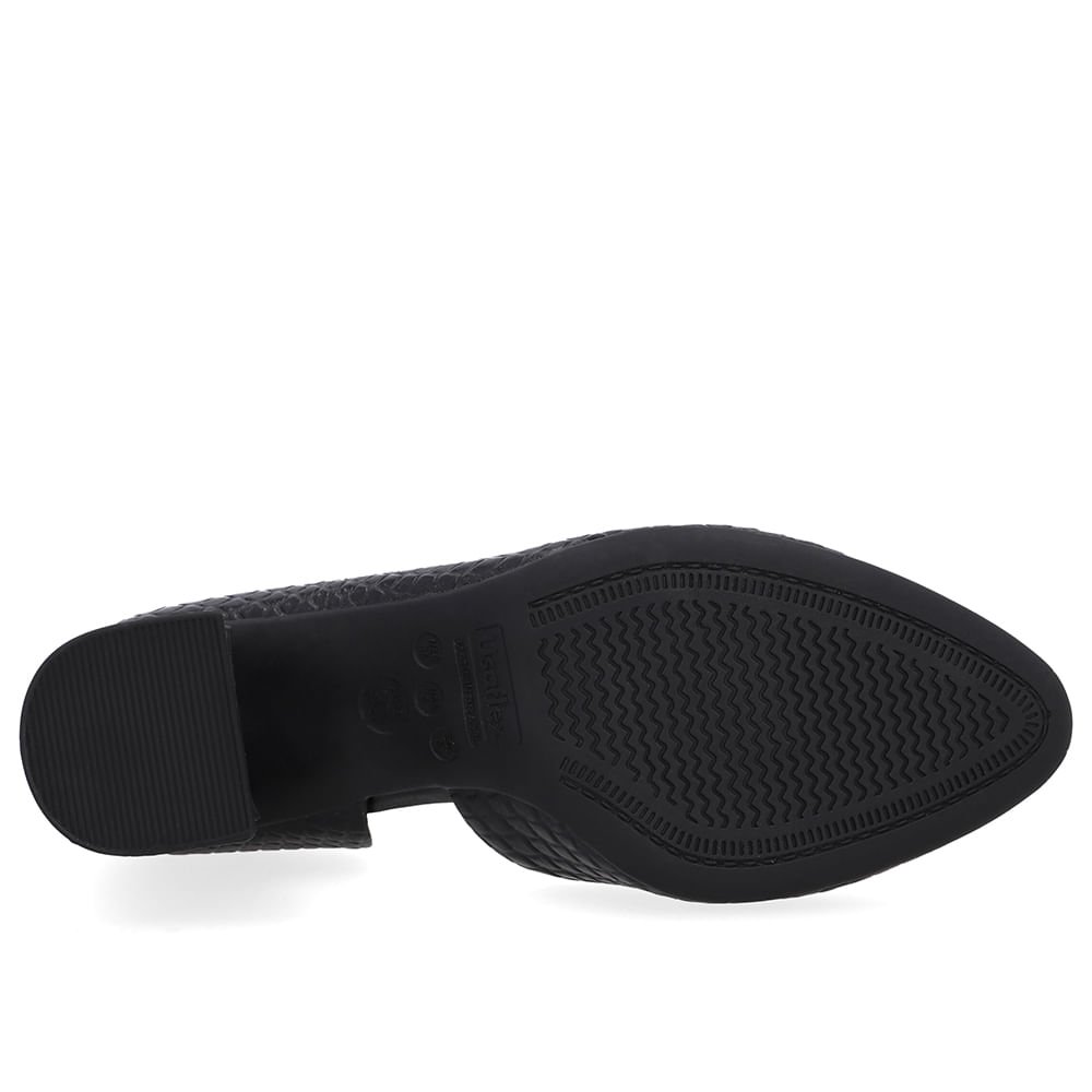 Scarpin Preto Couro Recorte Lateral Preto 5