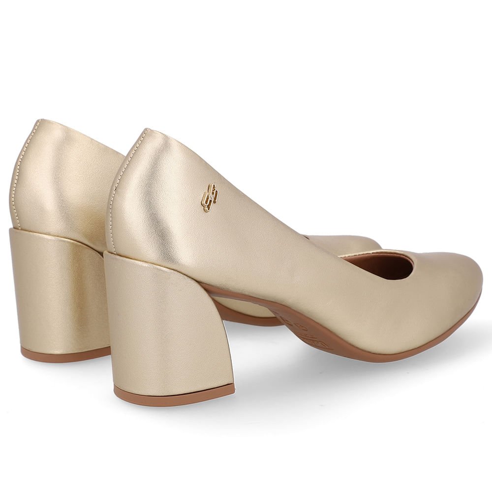 Scarpin Dourado Couro Recorte Lateral Dourado 3