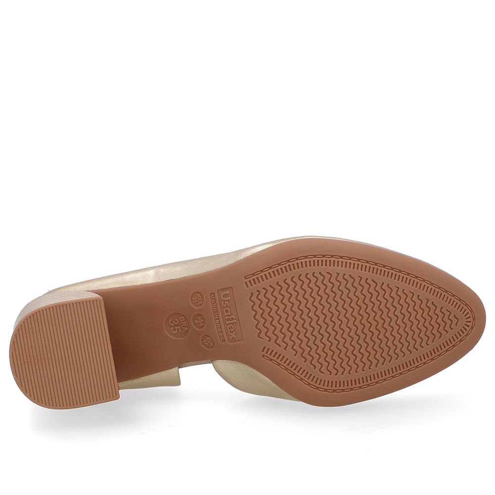 Scarpin Dourado Couro Recorte Lateral Dourado 5