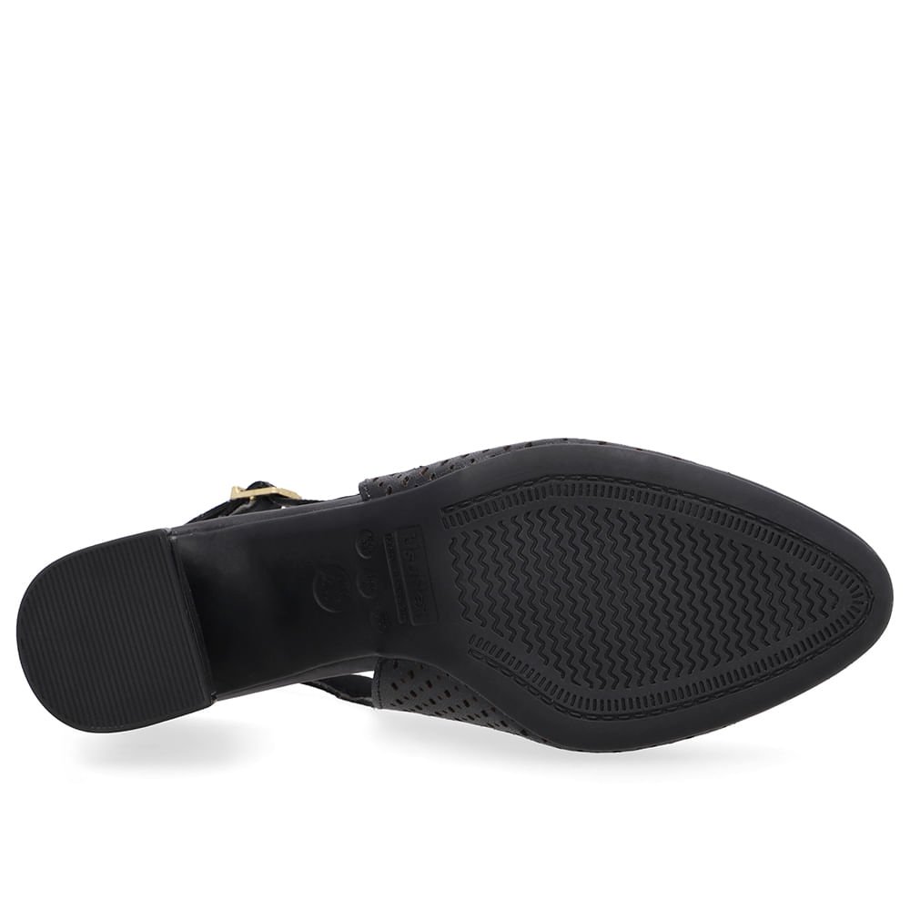 Slingback Preto Bico Redondo Couro Laser Preto 5