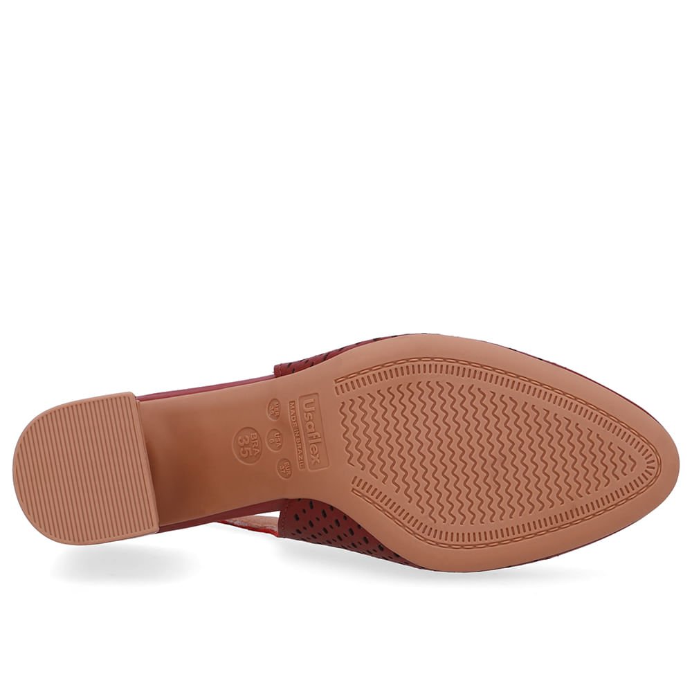 Slingback Vermelho Bico Redondo Couro Laser Vermelho 5