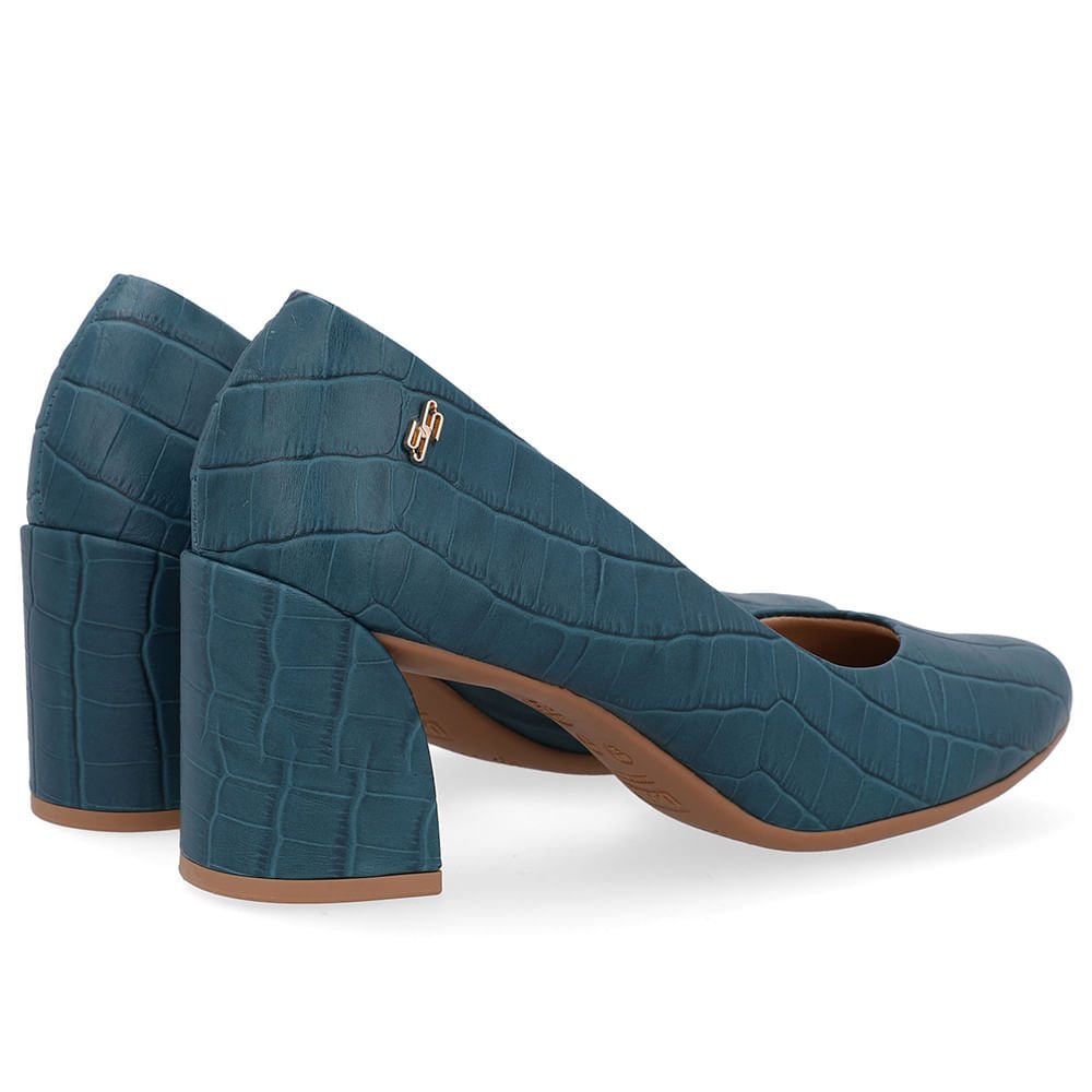 Scarpin Azul Couro Recorte Lateral Azul 3