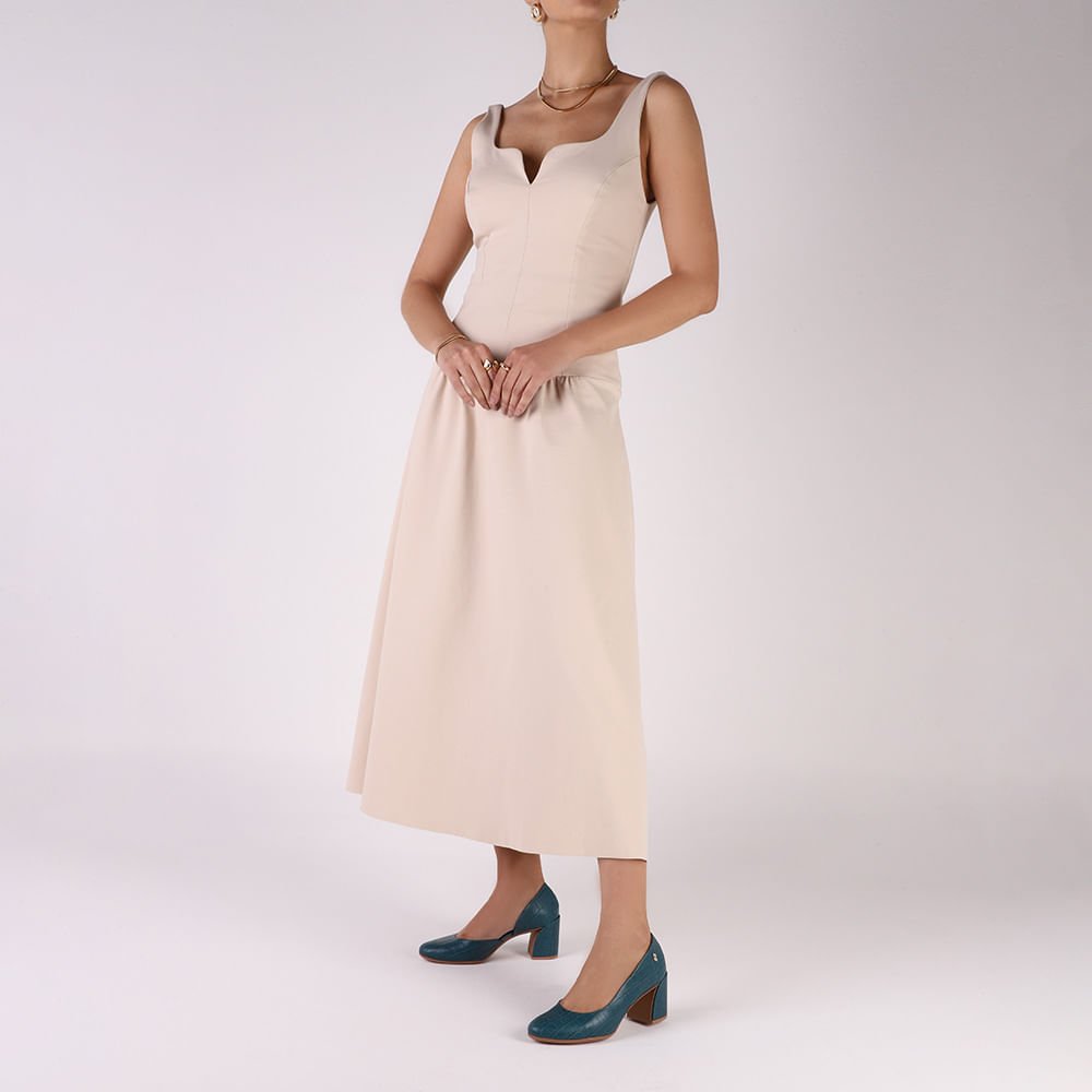 Scarpin Azul Couro Recorte Lateral Azul 4