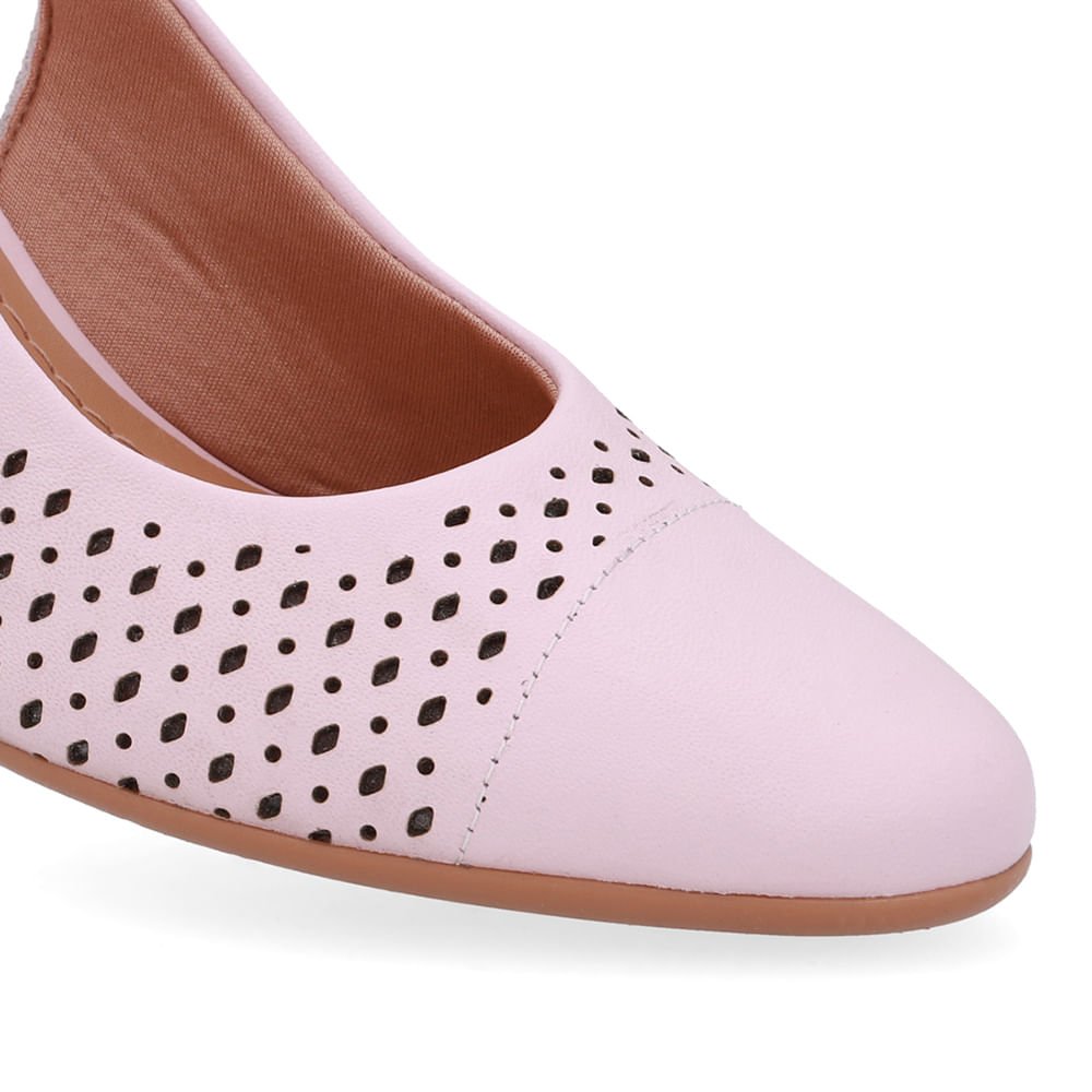 Slingback Rosa Bico Redondo Couro Laser Rosa 4