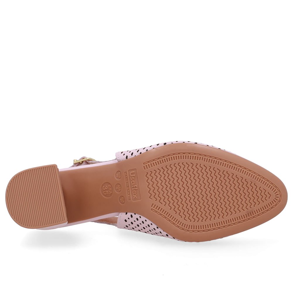 Slingback Rosa Bico Redondo Couro Laser Rosa 5