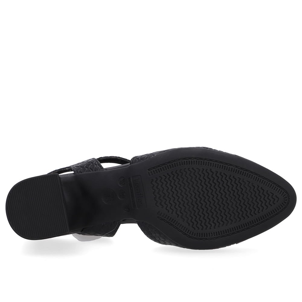 Slingback Preto Bico Redondo Recorte Lateral Preto 5