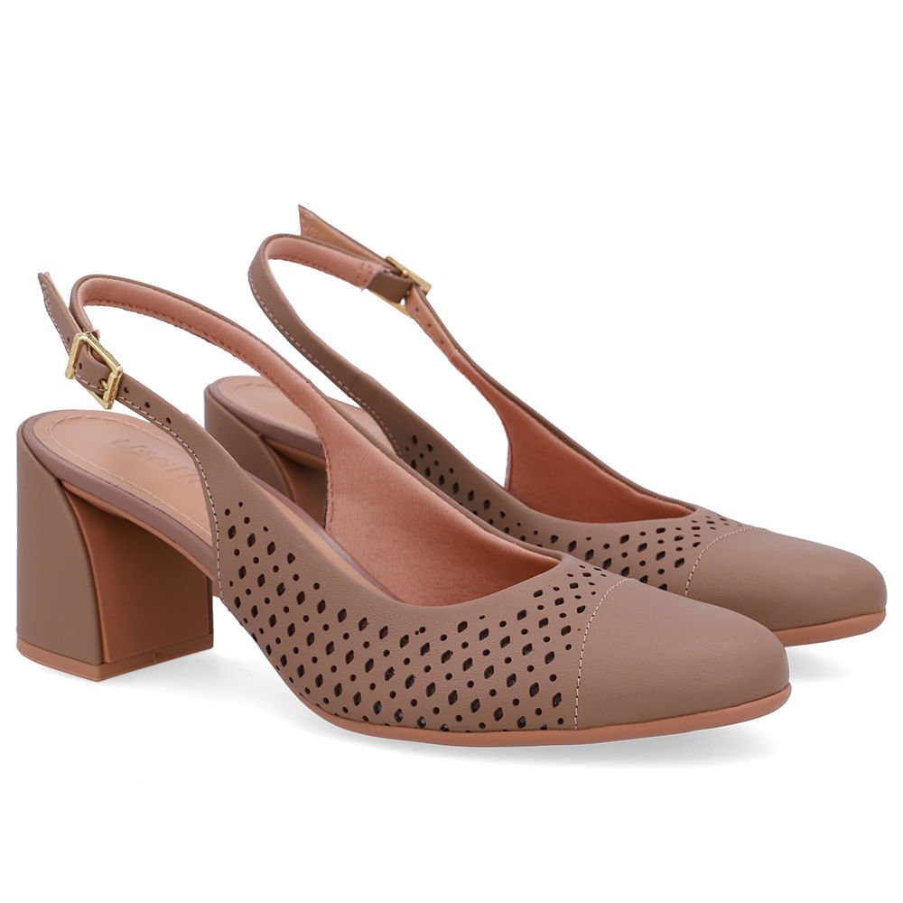 Slingback Marrom Fendi Bico Redondo Couro Laser Marrom 2