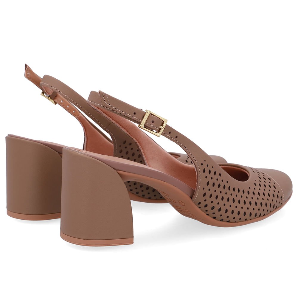 Slingback Marrom Fendi Bico Redondo Couro Laser Marrom 3