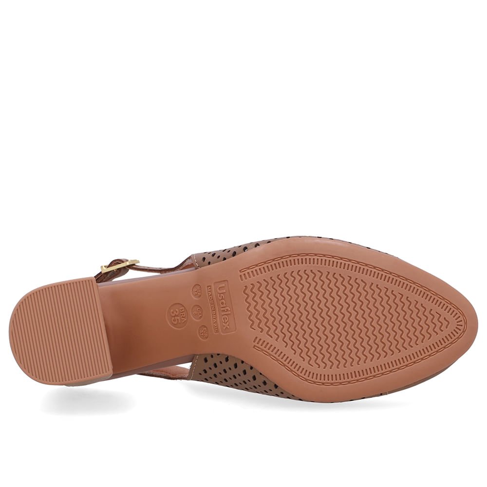 Slingback Marrom Fendi Bico Redondo Couro Laser Marrom 5