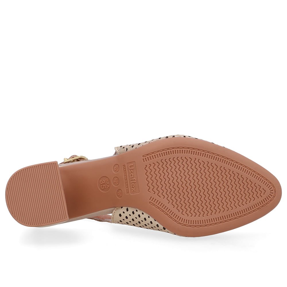 Slingback Dourado Bico Redondo Couro Laser Dourado 5