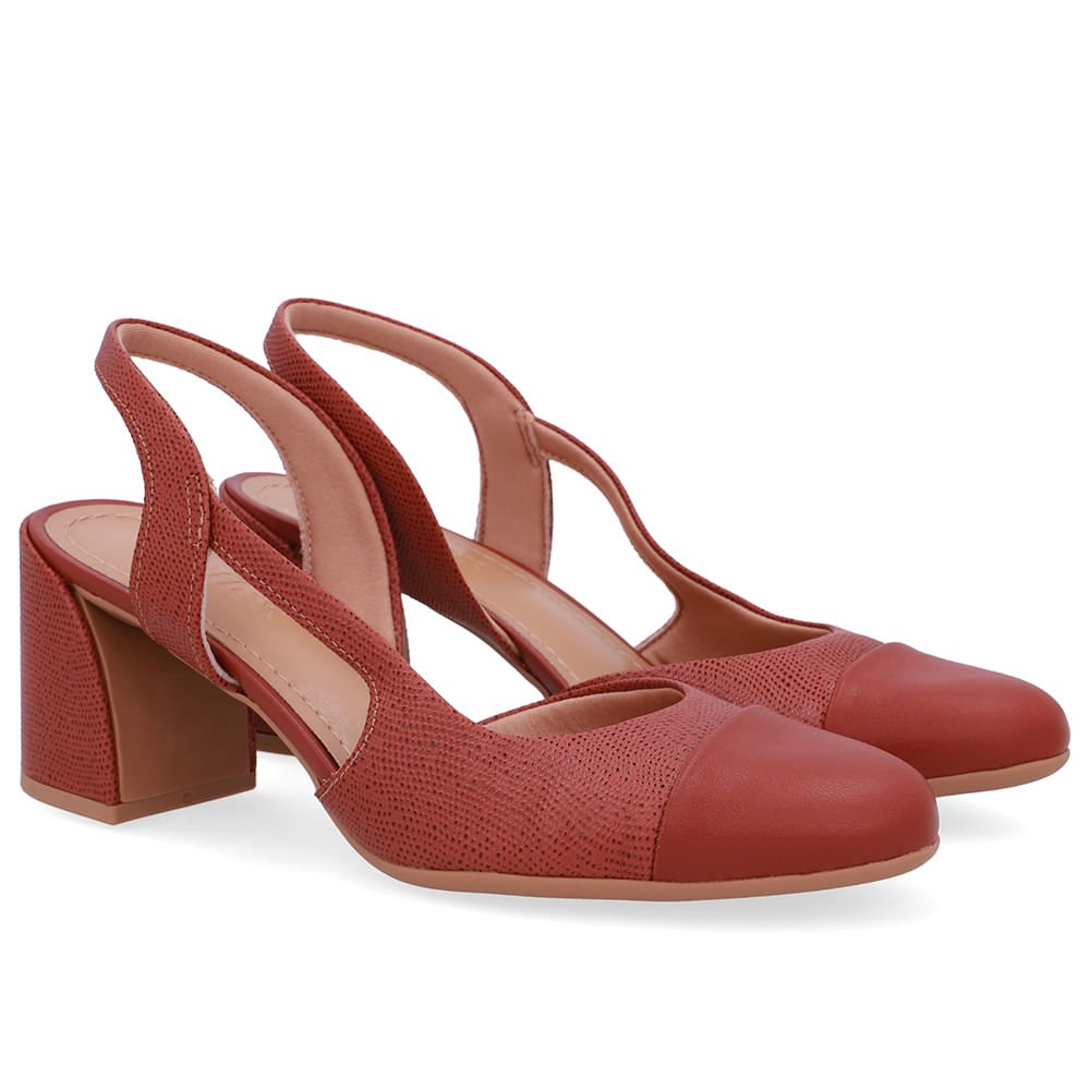 Slingback Marrom Bico Redondo Recorte Lateral Marrom 2