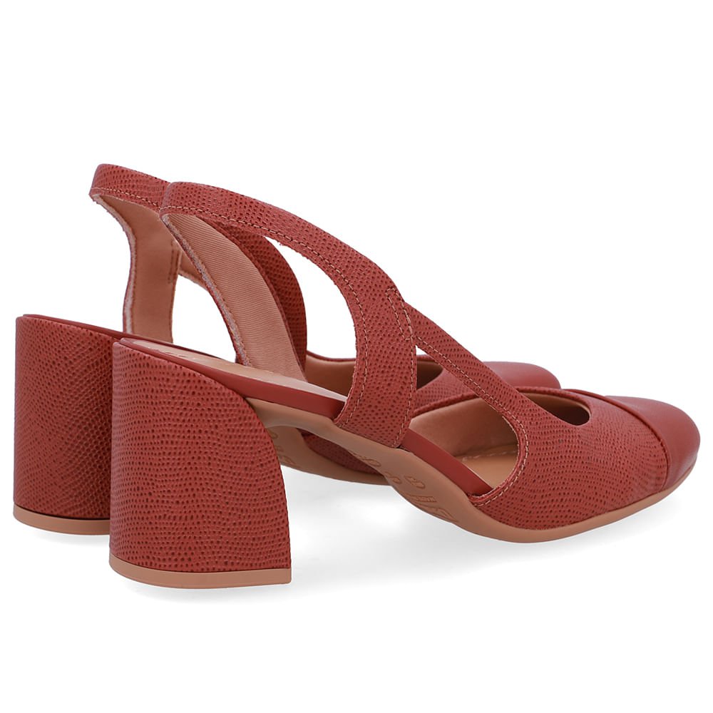Slingback Marrom Bico Redondo Recorte Lateral Marrom 3