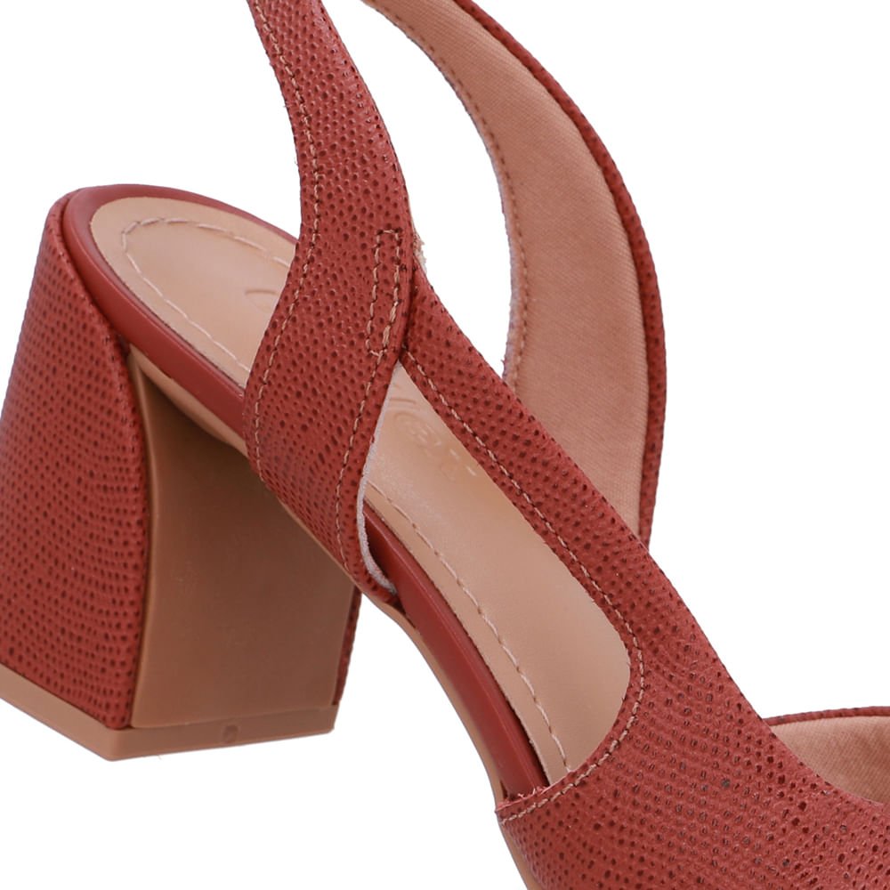 Slingback Marrom Bico Redondo Recorte Lateral Marrom 4