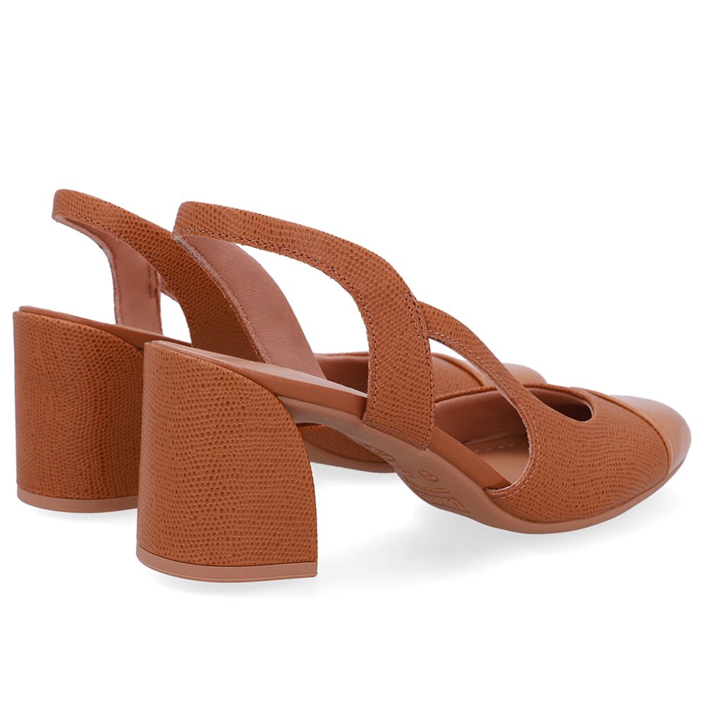 Slingback Marrom Bico Redondo Recorte Lateral Marrom 3
