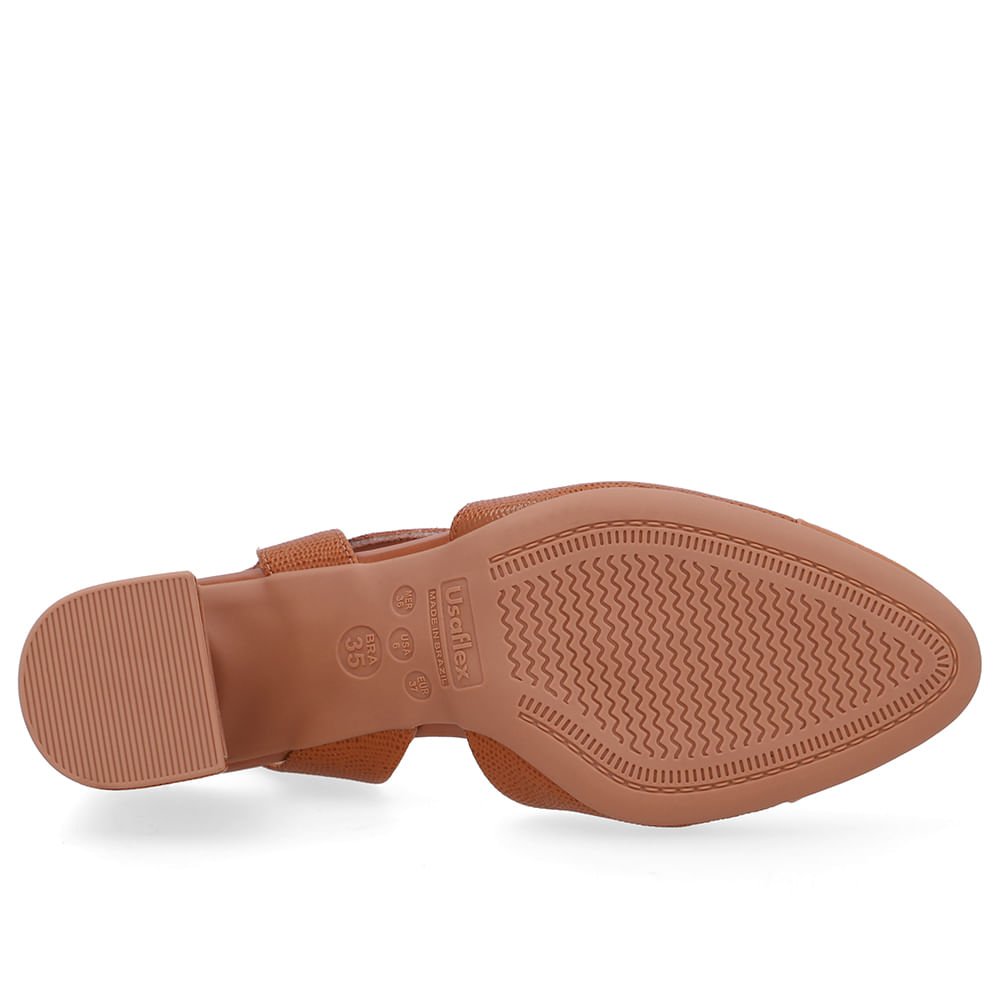 Slingback Marrom Bico Redondo Recorte Lateral Marrom 5