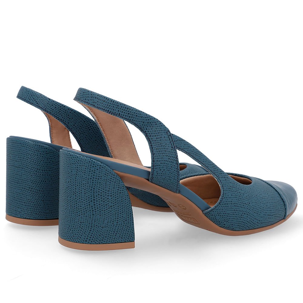 Slingback Azul Bico Redondo Recorte Lateral Azul 3