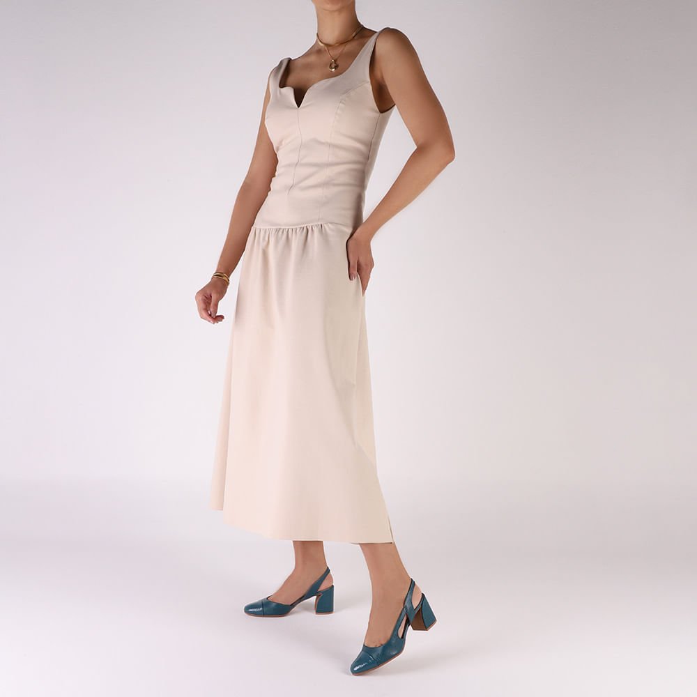 Slingback Azul Bico Redondo Recorte Lateral Azul 4