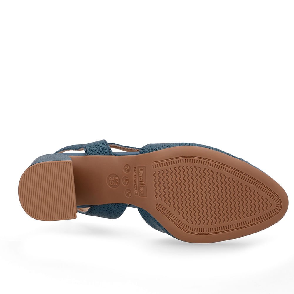 Slingback Azul Bico Redondo Recorte Lateral Azul 5