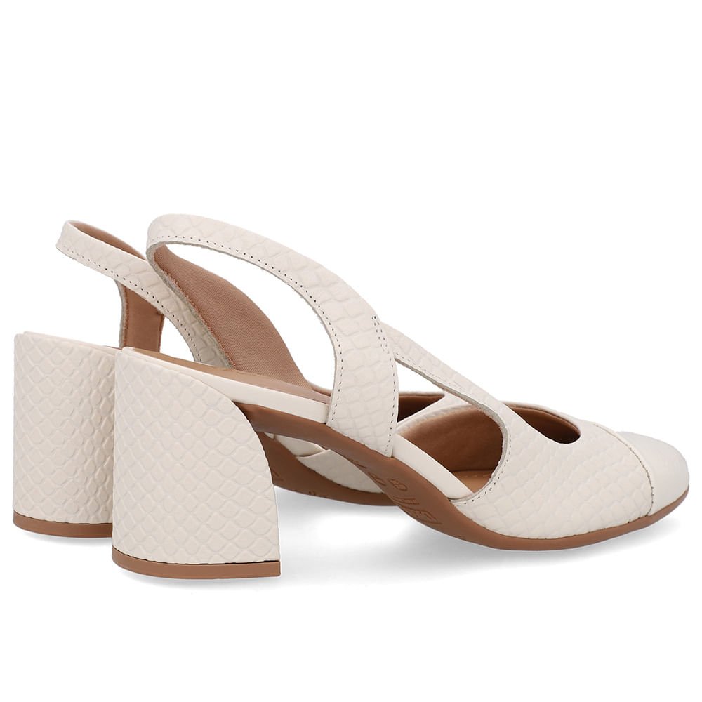 Slingback Branco Marfim Bico Redondo Recorte Lateral Marfim 3