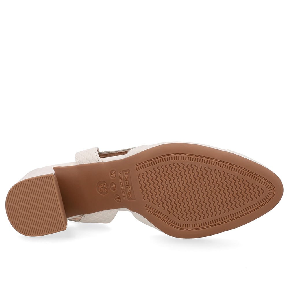 Slingback Branco Marfim Bico Redondo Recorte Lateral Marfim 5