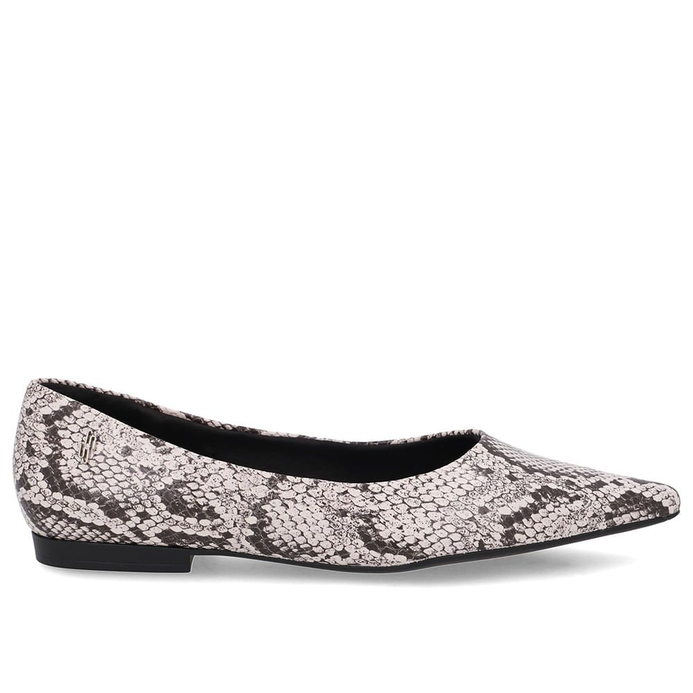 Sapatilha Cobra Natural Couro Bico Fino