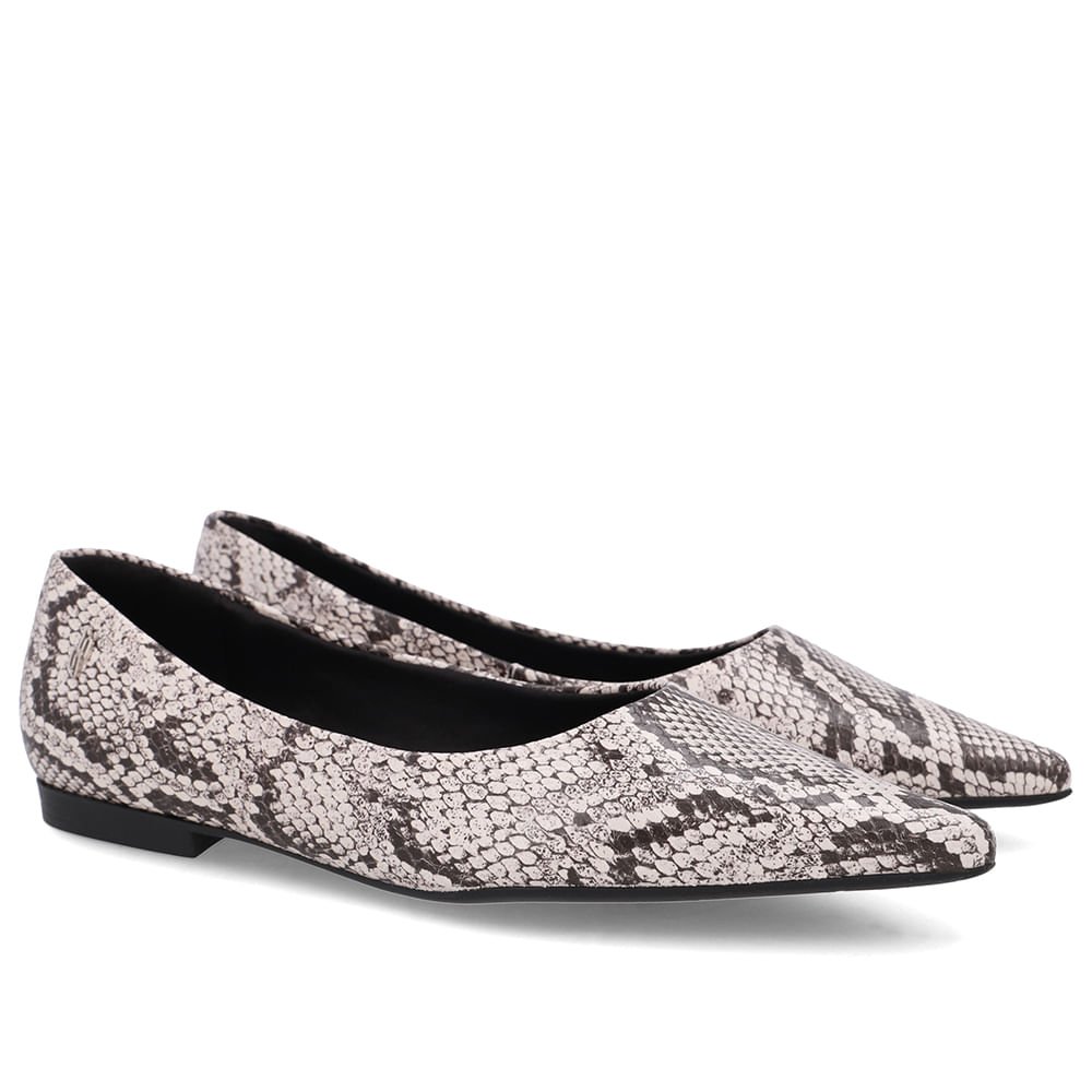 Sapatilha Cobra Natural Couro Bico Fino Animal Print 2