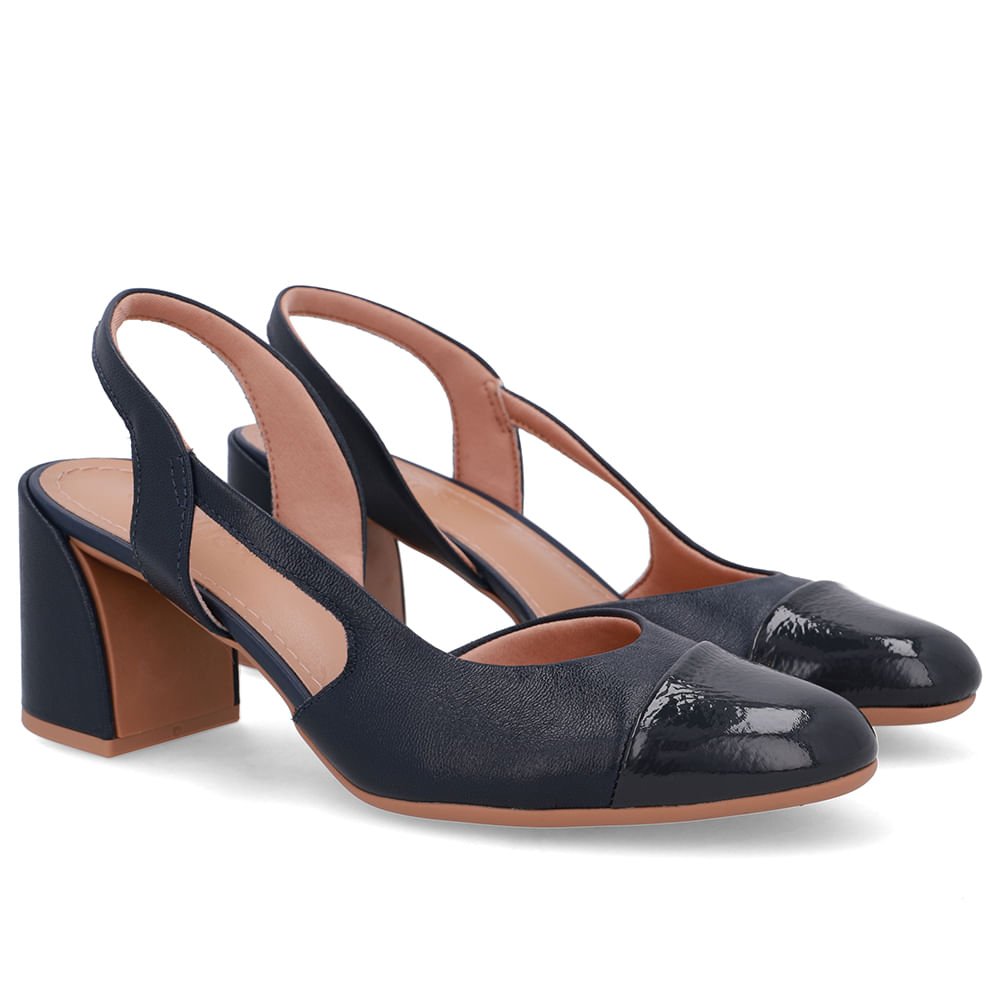 Slingback Azul Bico Redondo Recorte Lateral Azul 2