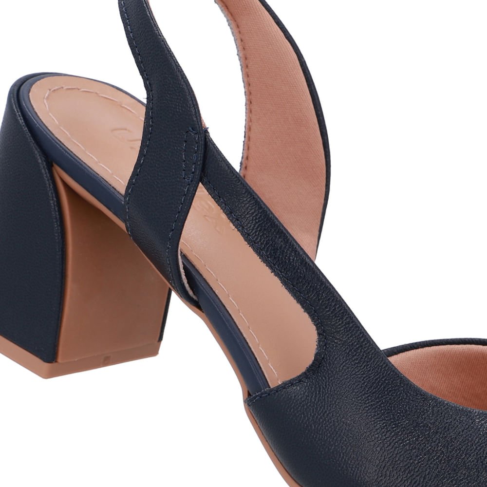 Slingback Azul Bico Redondo Recorte Lateral Azul 4