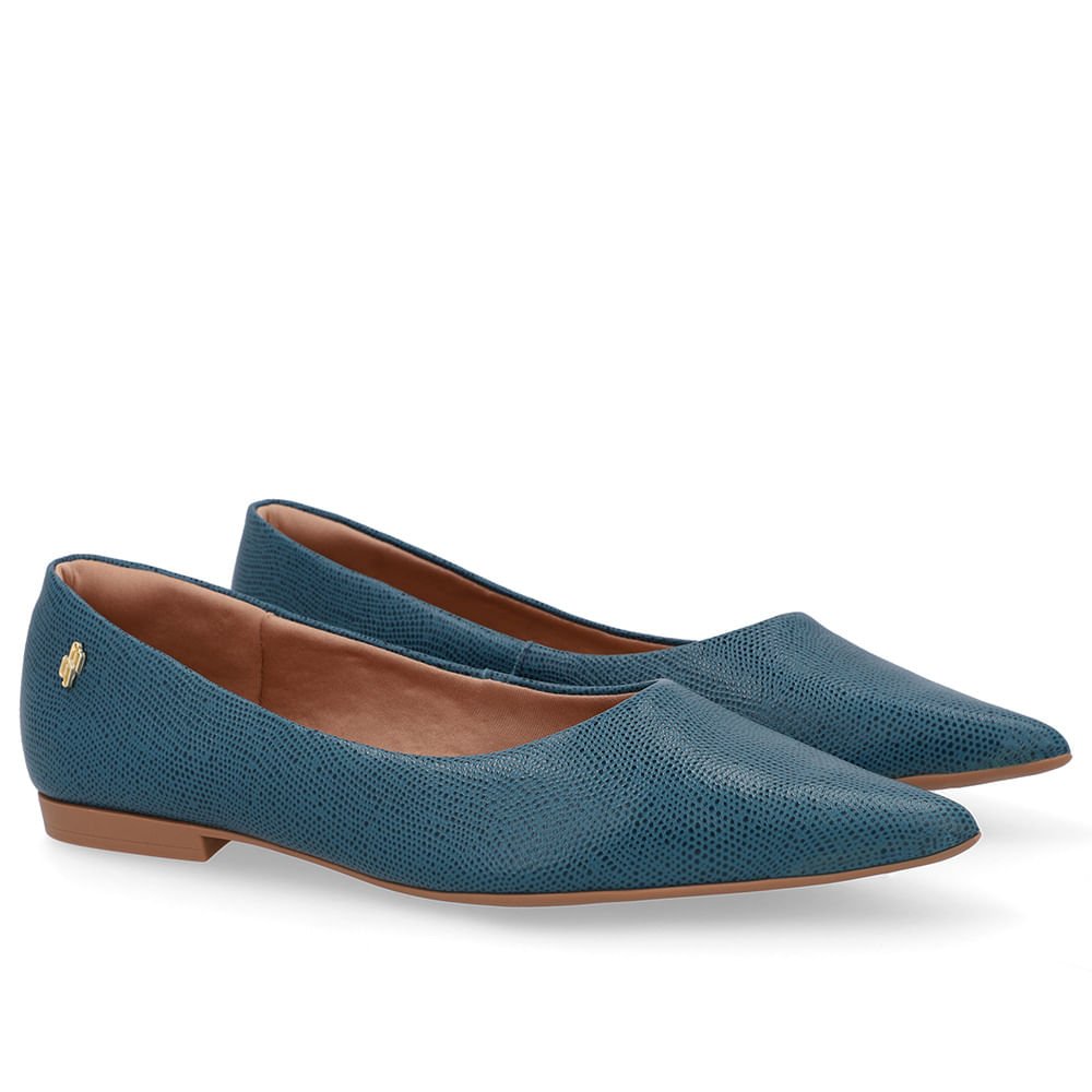 Sapatilha Azul Couro Bico Fino Azul 2