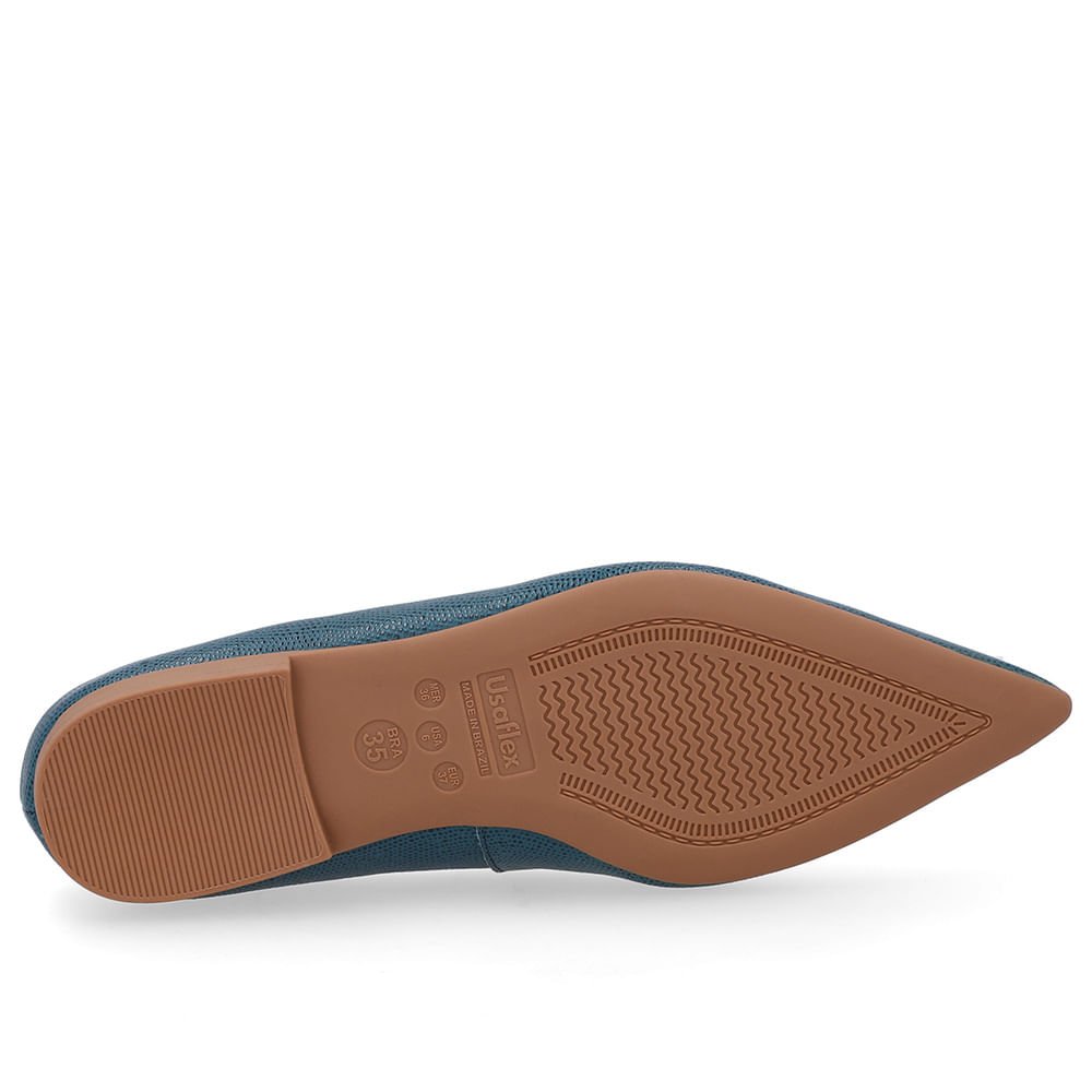 Sapatilha Azul Couro Bico Fino Azul 5