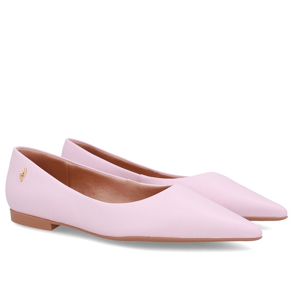 Sapatilha Rosa Couro Bico Fino Rosa 2