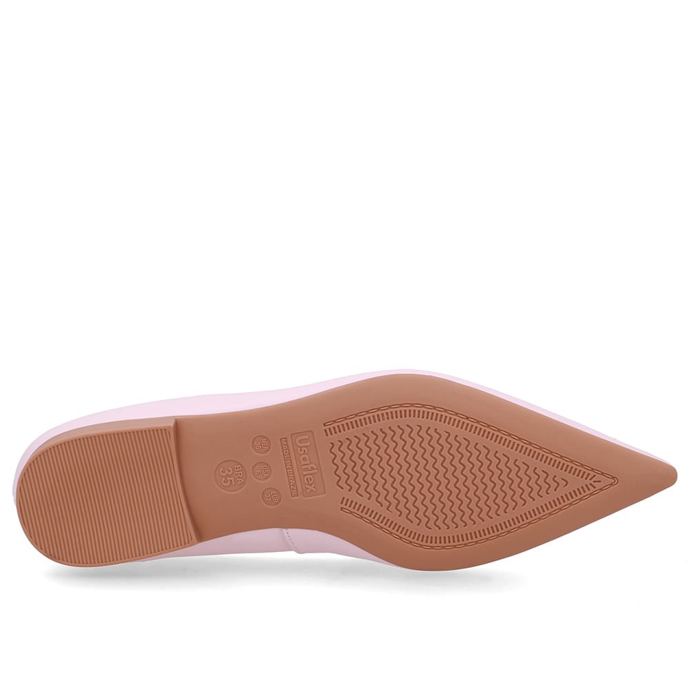 Sapatilha Rosa Couro Bico Fino Rosa 5